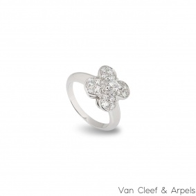 Van Cleef & Arpels White Gold Diamond Trefle Ring